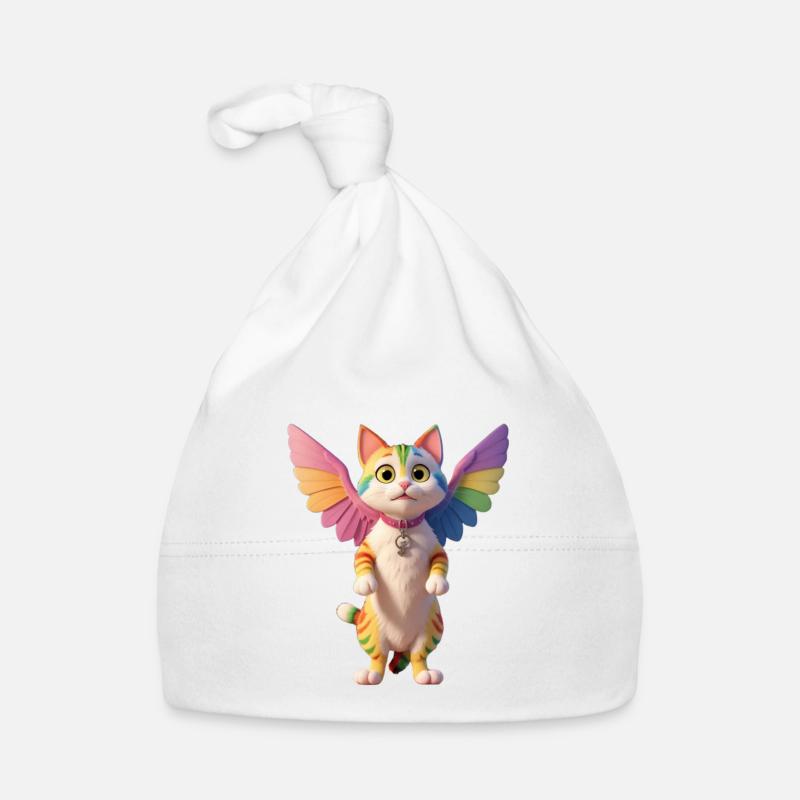 Chat arc-en-ciel avec des ailes Bonnet bio Bébé