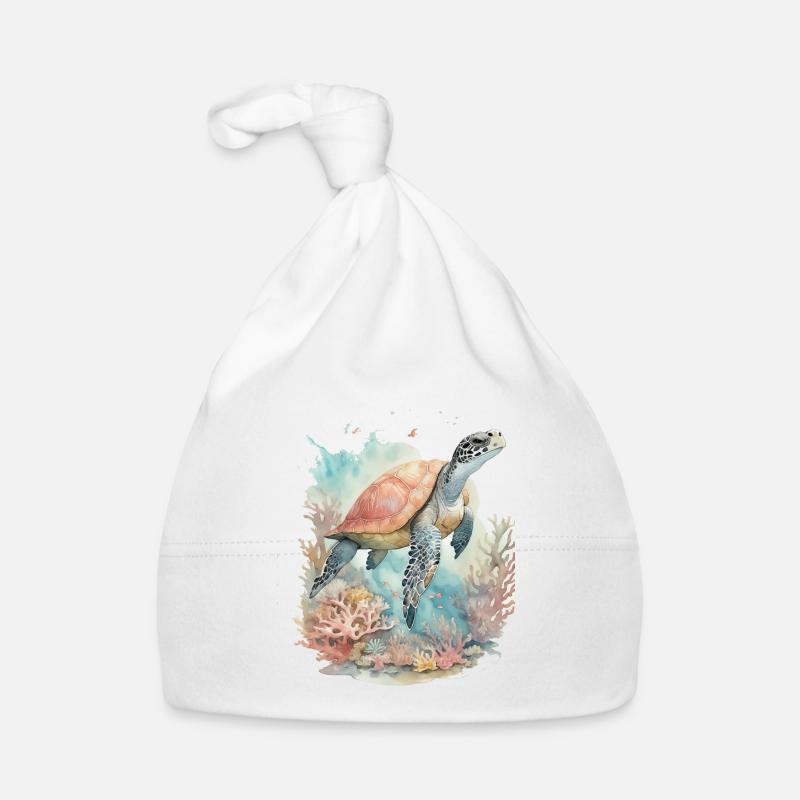 Dive into Aquatic Wonders: Turtle Sea Organic Baby Cap