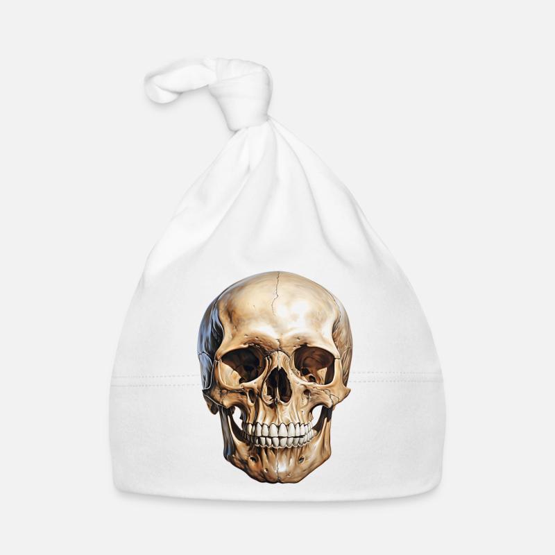 Crâne Crâne, symbole de mort et de danger - Bonnet bio Bébé - blanc