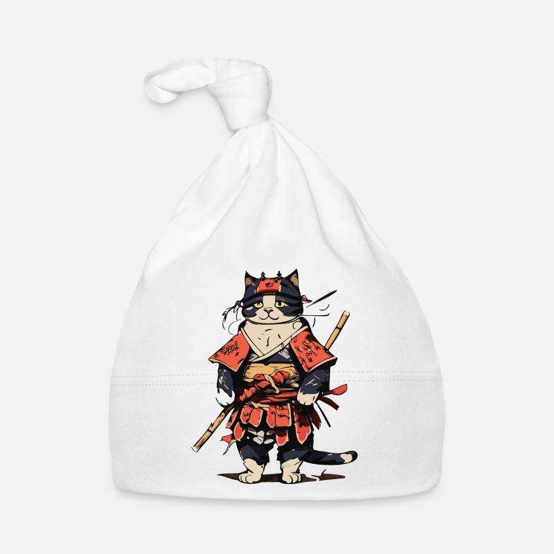 Katzen Samurai Baby Bio-Mütze