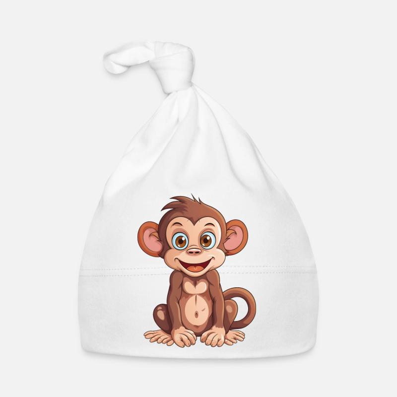 Monkey Design - Simple Comic Monkey design Organic Baby Cap