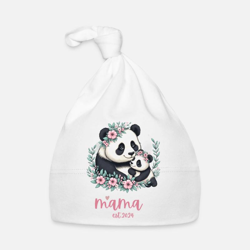 Mama est 2024 I Panda Bear Mum I First Time Mom Baby Bio-Mütze