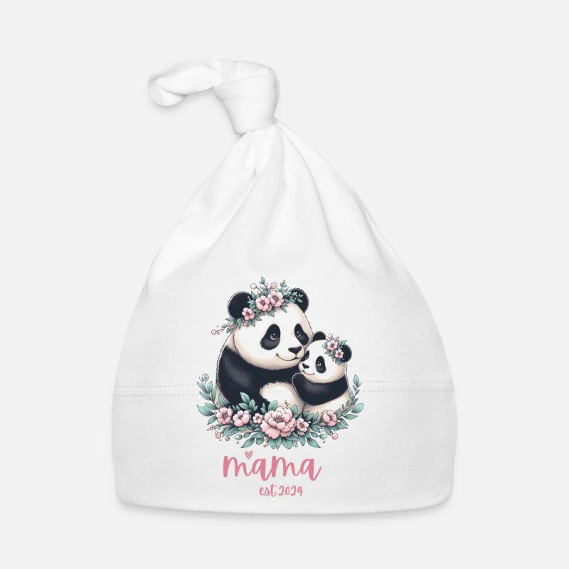 Mama est 2024 I Panda Bear Mum I First Time Mom Baby Bio-Mütze