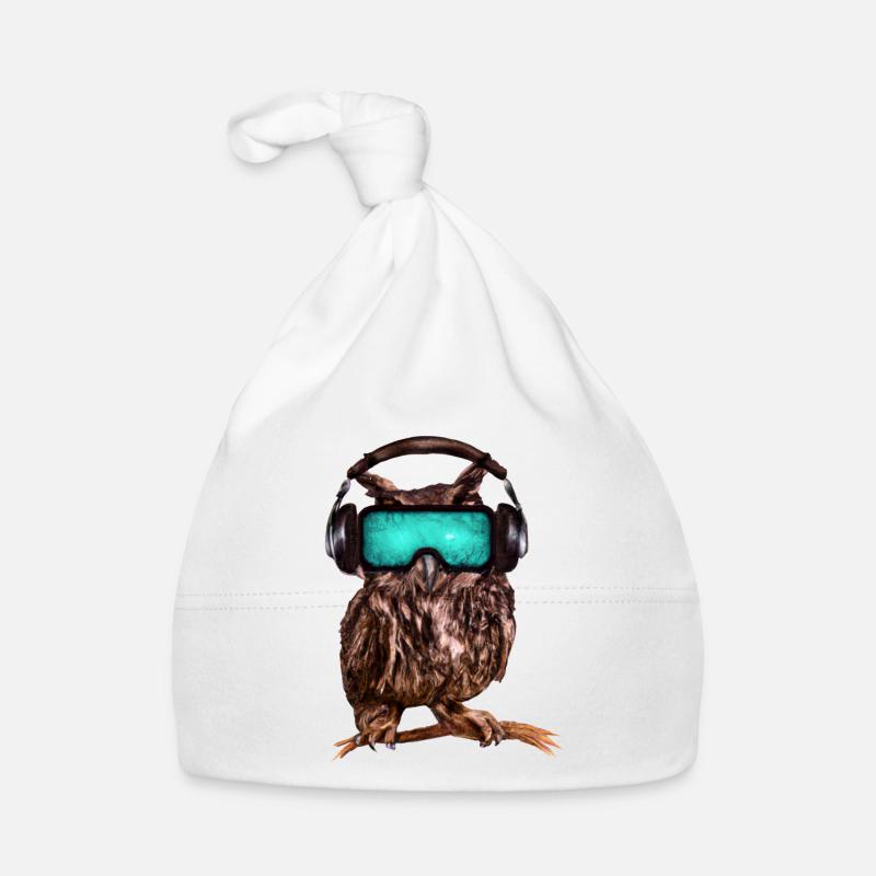 Owl_ 03 - Bonnet bio Bébé - blanc