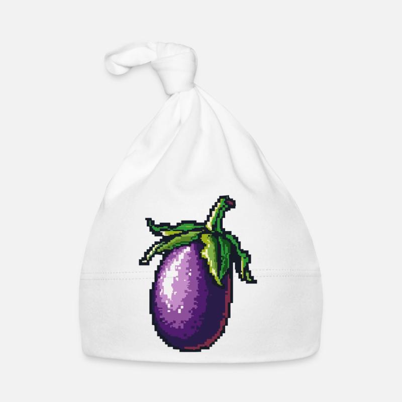 Eggplant Pixel Icon Organic Baby Cap
