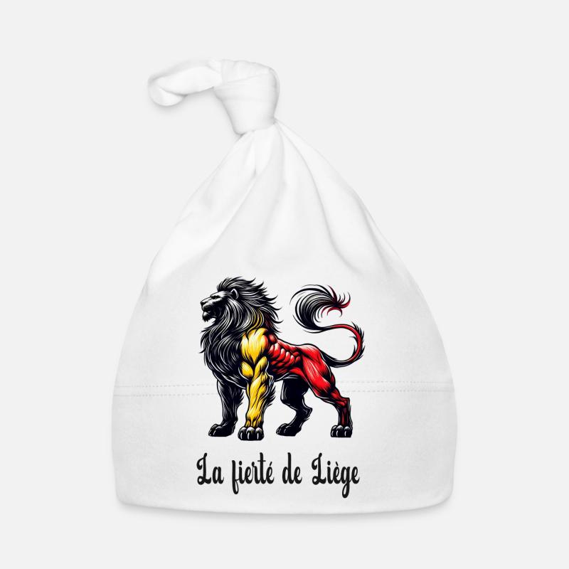 Motif du drapeau lion de Liège - Bonnet bio Bébé - blanc