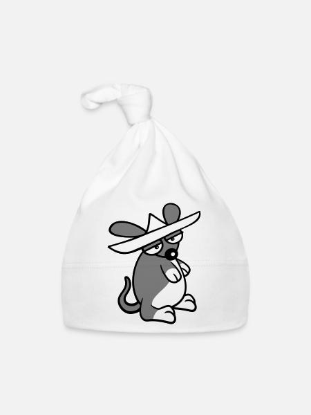 Maus großer Hut Sombrero Traurig Müde Gelangweilt - Baby Bio-Mütze - Weiß - Vorne
