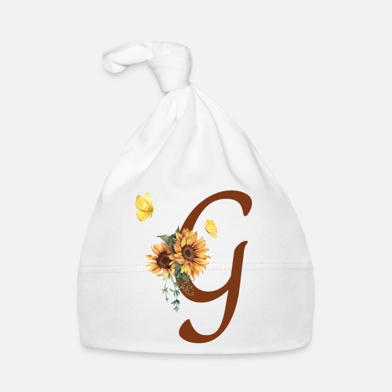 Buchstabe g Sonnenblume Schmetterling Baby Bio-Mütze