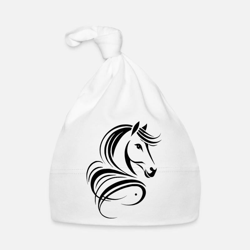 Dessin abstrait de cheval stylisé - Bonnet bio Bébé - blanc