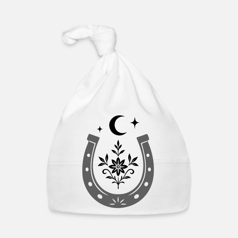 Horseshoe with Flower & Moon - Lucky Design Organic Baby Cap