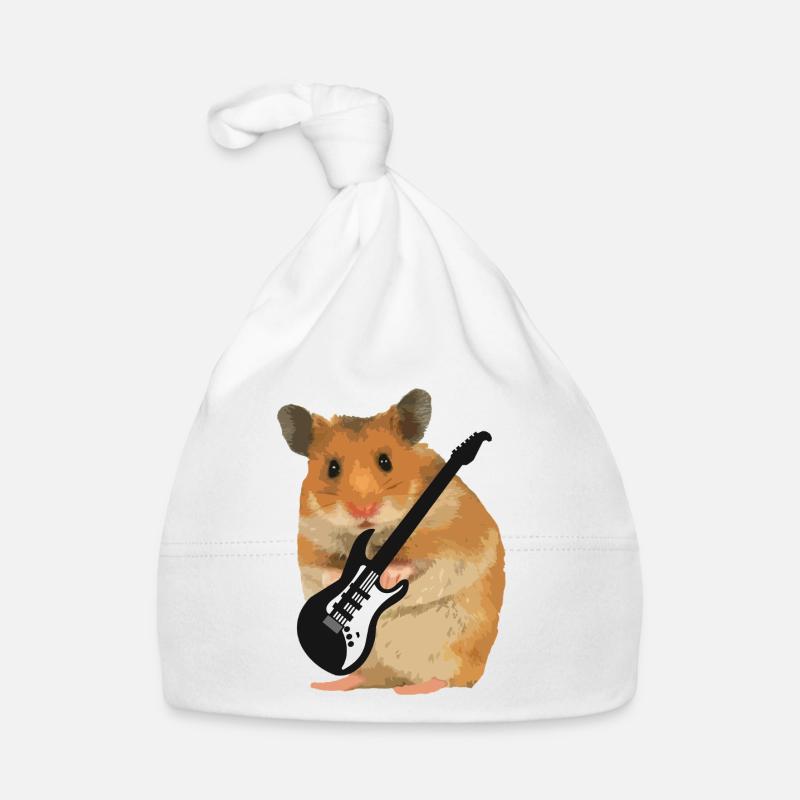 hamster guitar rock music Organic Baby Cap