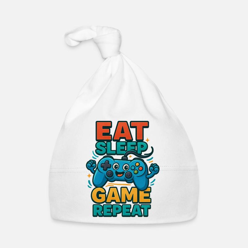 Eat Sleep Game Repeat – Funny Controller Organic Baby Cap