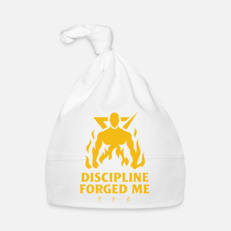 La discipline m’a forgé – T-shirt Force & Motivation - Bonnet bio Bébé - blanc