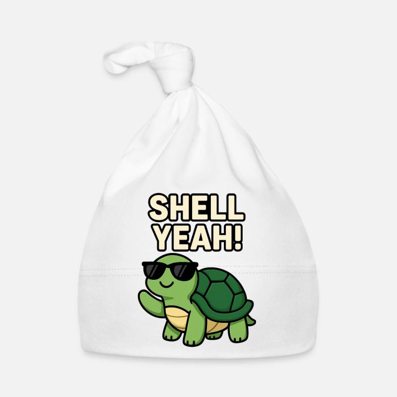 Cool Turtle with Sunglasses and Bold Text Organic Baby Cap
