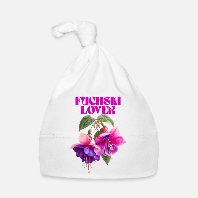 Fuchsia Lover Botanical Illustration Organic Baby Cap