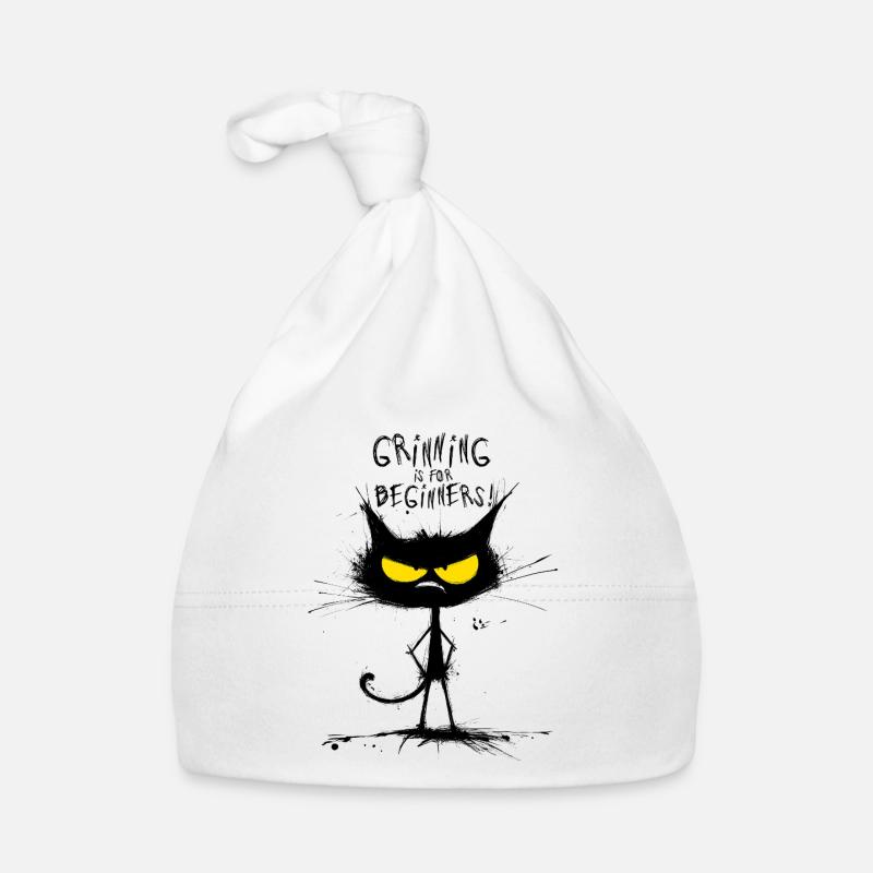 Grumpy Black Cat  – Smiling Is for Beginners Baby Bio-Mütze
