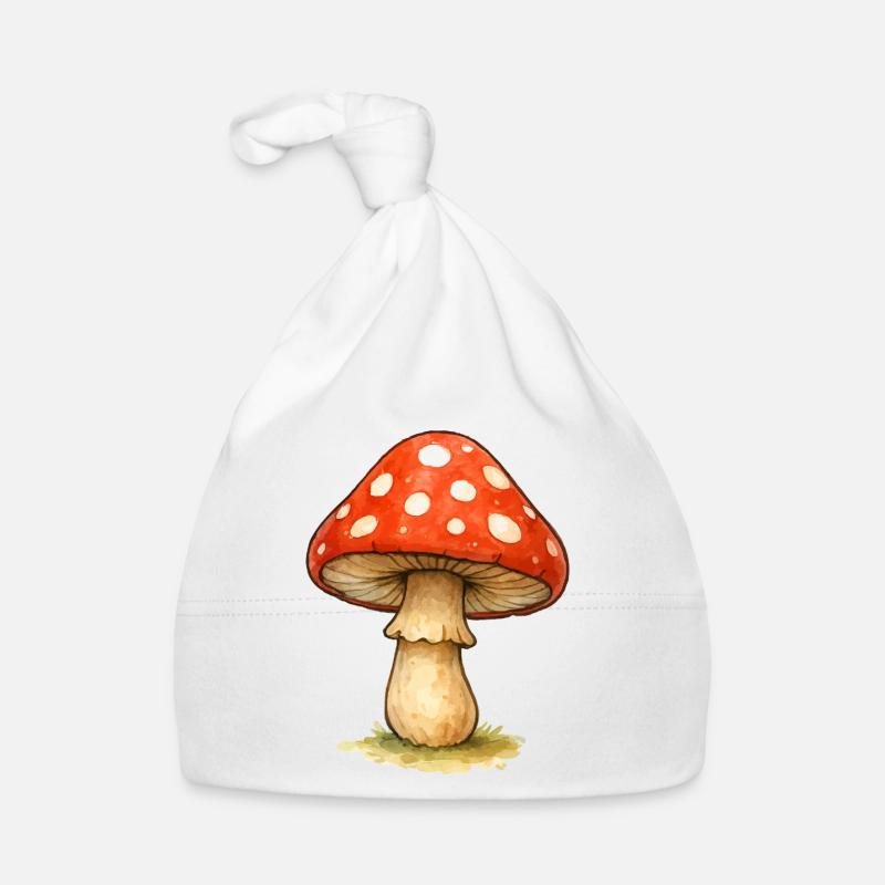 Red Mushroom Illustration Organic Baby Cap