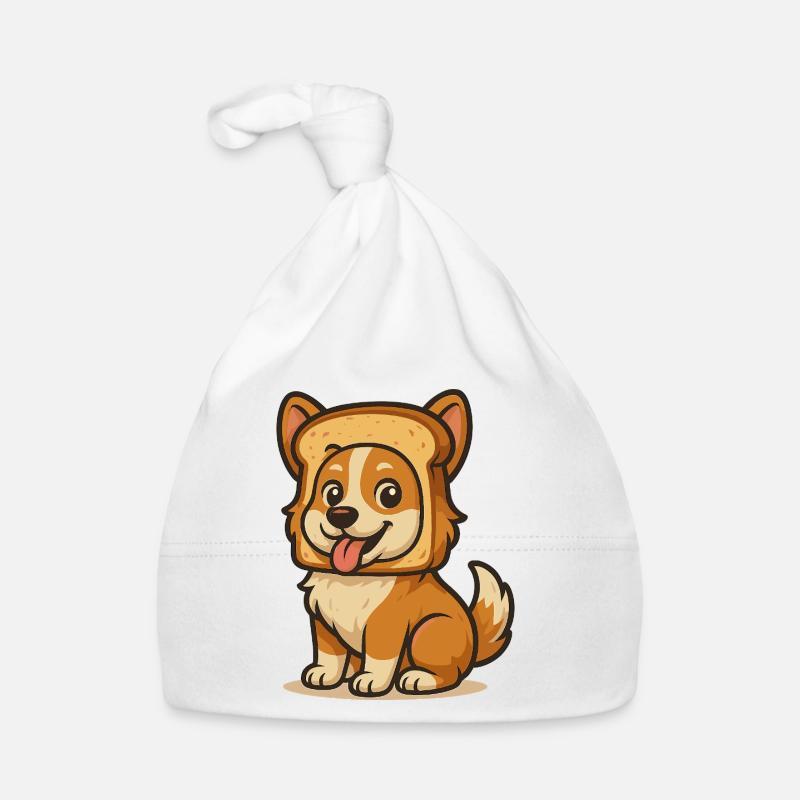 Chien mignon avec design de visage de pain Bonnet bio Bébé