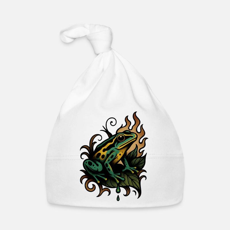 Flame Frog on Leaf Organic Baby Cap