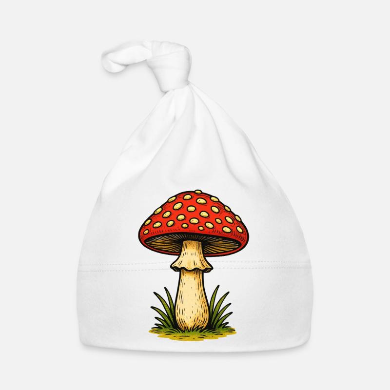 Red Toadstool Retro Organic Baby Cap