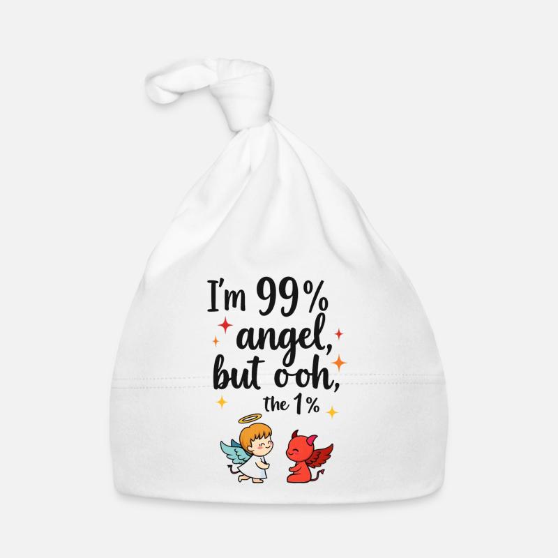 99% Angel, 1% Devil – Funny Cartoon Design Organic Baby Cap