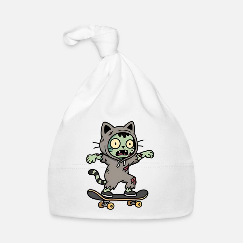 Chat Zombie sur Skate Bonnet bio Bébé