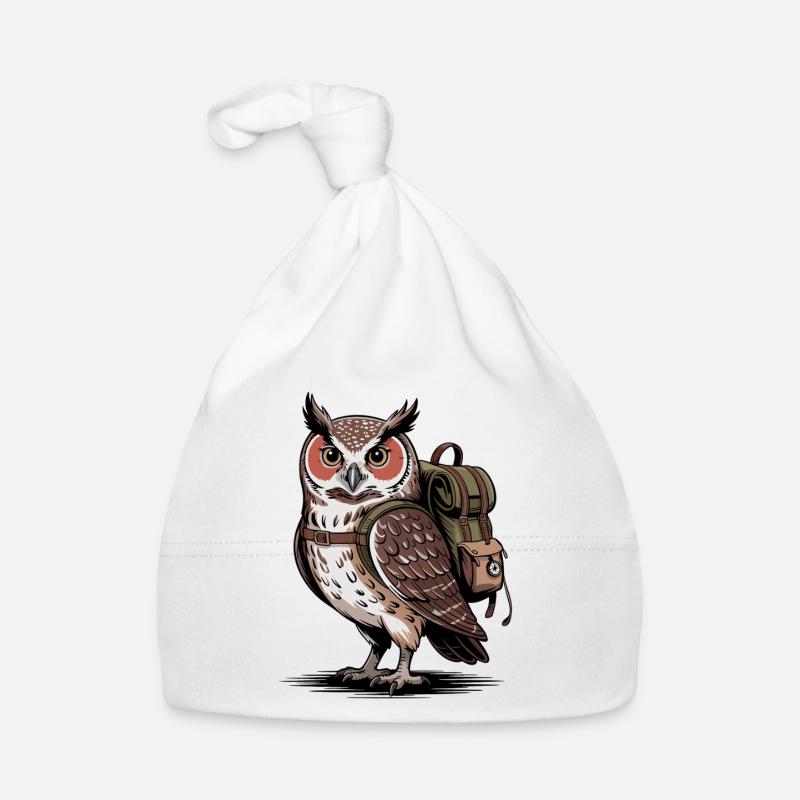 Eule mit Rucksack Baby Bio-Mütze