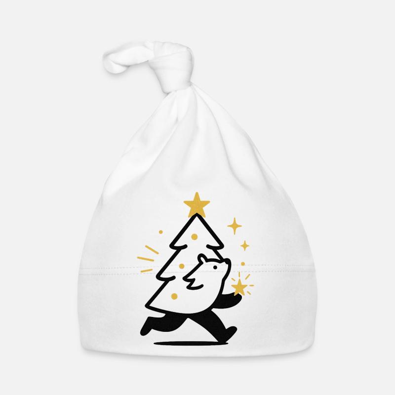 Weihnachtswolf und Sternenbaum Baby Bio-Mütze