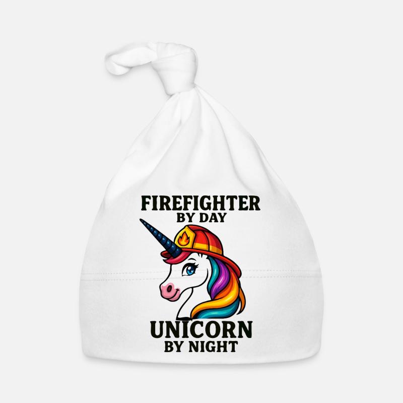 Licorne pompier de nuit Bonnet bio Bébé