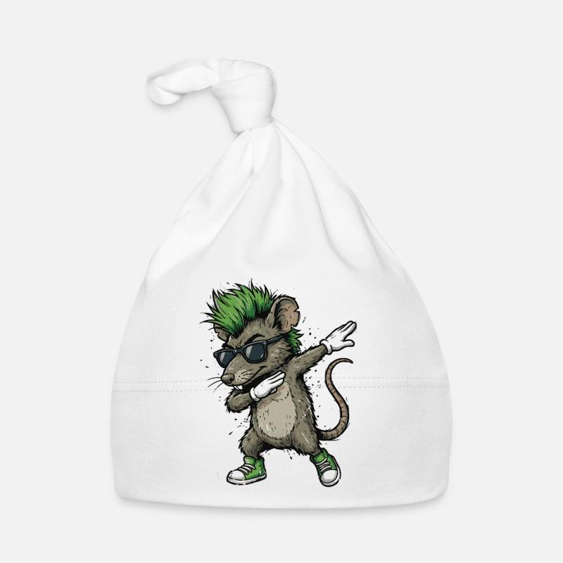 Punk Dabbing Rat Cartoon Organic Baby Cap