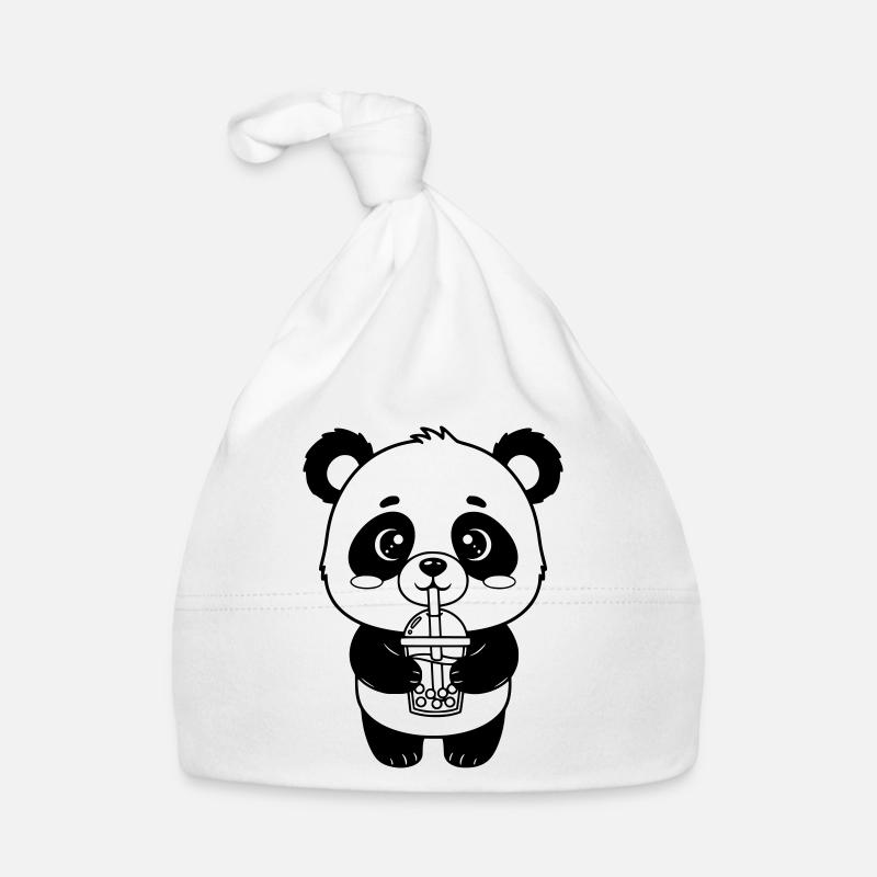 Panda with drinking cup Organic Baby Cap