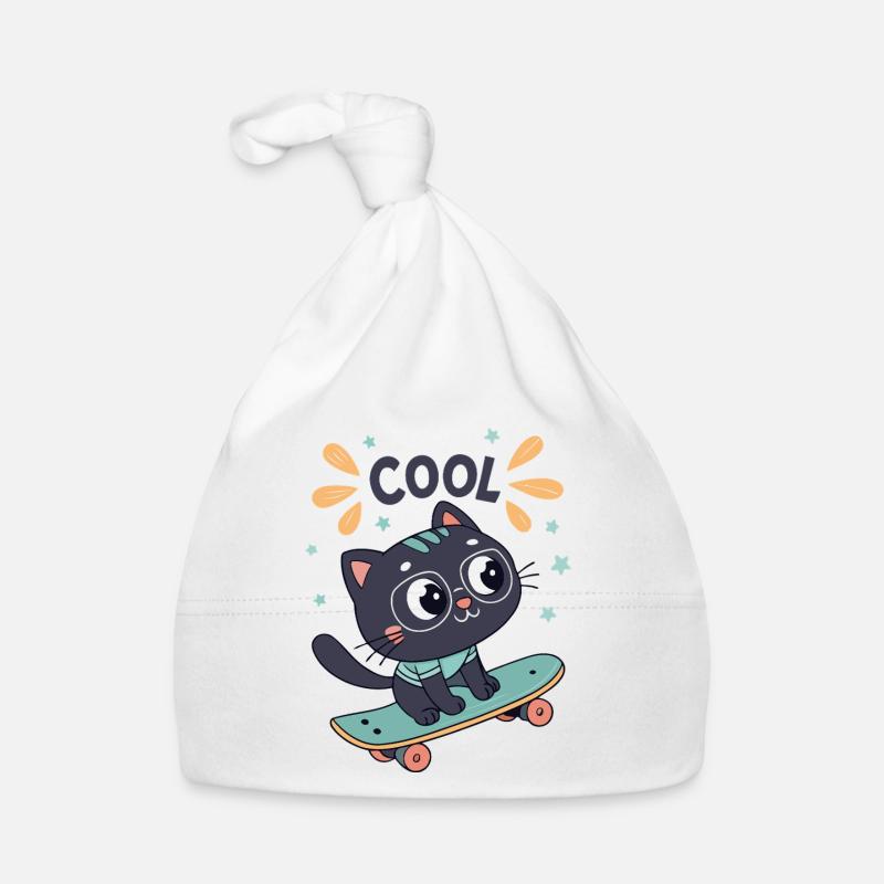 Chat skateur chic sur planche Bonnet bio Bébé