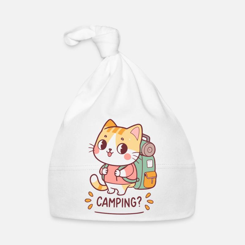 Chat Campeur Kawaii et Backpack Bonnet bio Bébé