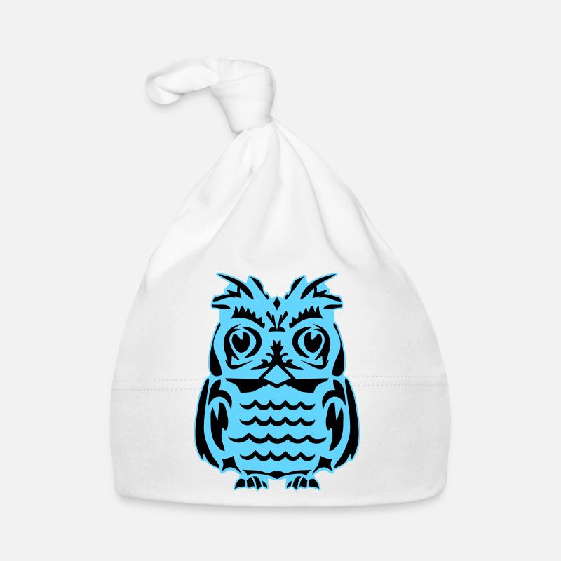 Light Blue Abstract Owl Organic Baby Cap