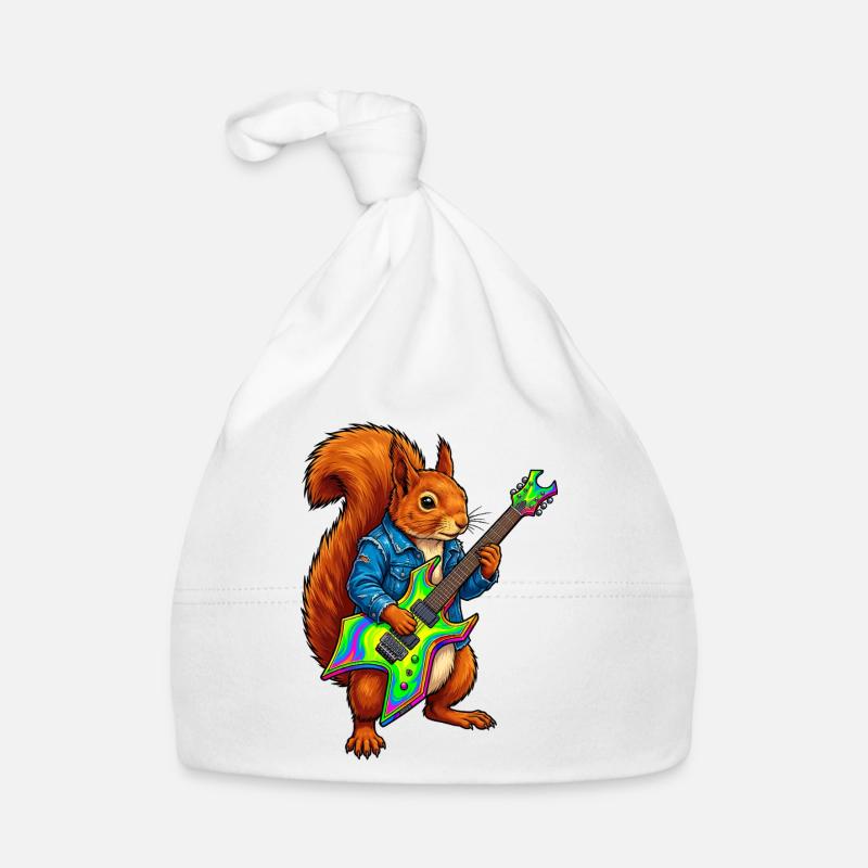 Squirrel with jacket and electric guitar Organic Baby Cap