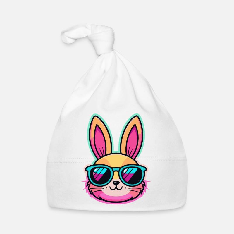 Neon Bunny with Colored Glasses Organic Baby Cap