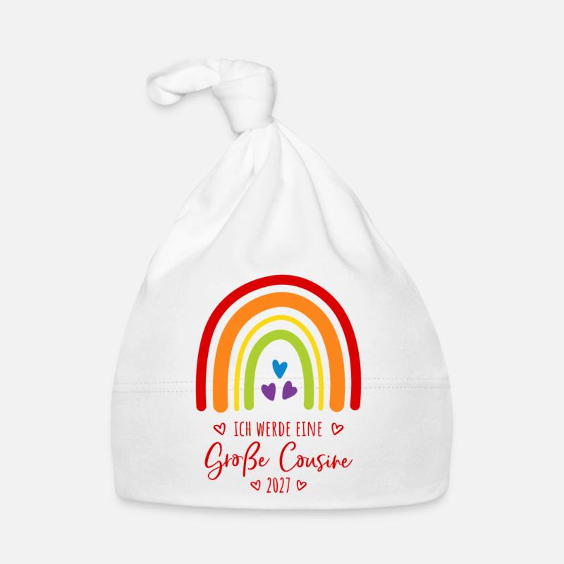 Ich werde eine Große Cousine 2027 Regenbogen Baby Bio-Mütze