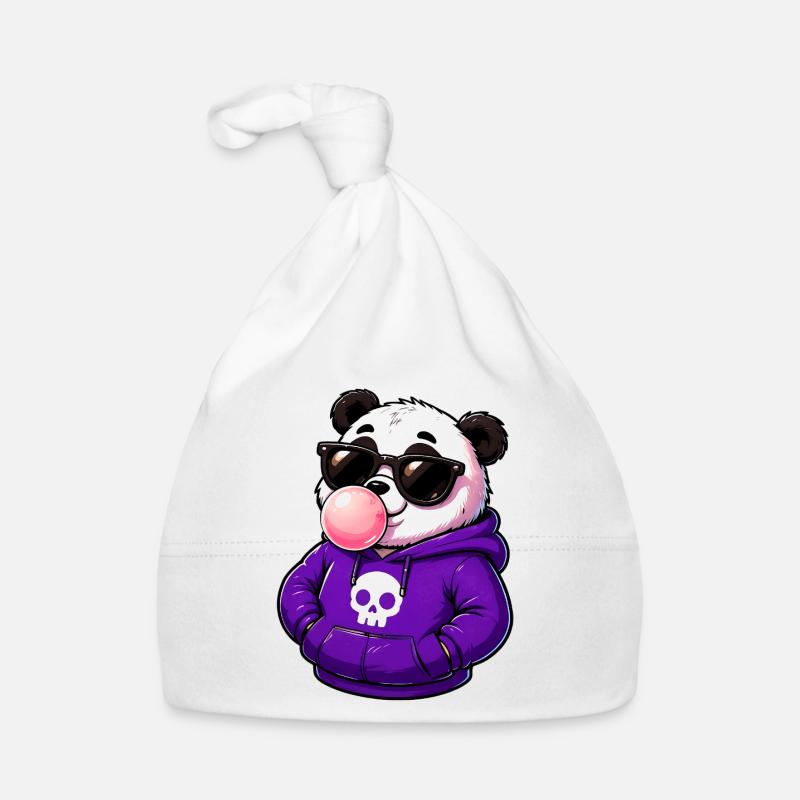 Cool_Panda_Bubblegum_Attitude - Bonnet bio Bébé - blanc