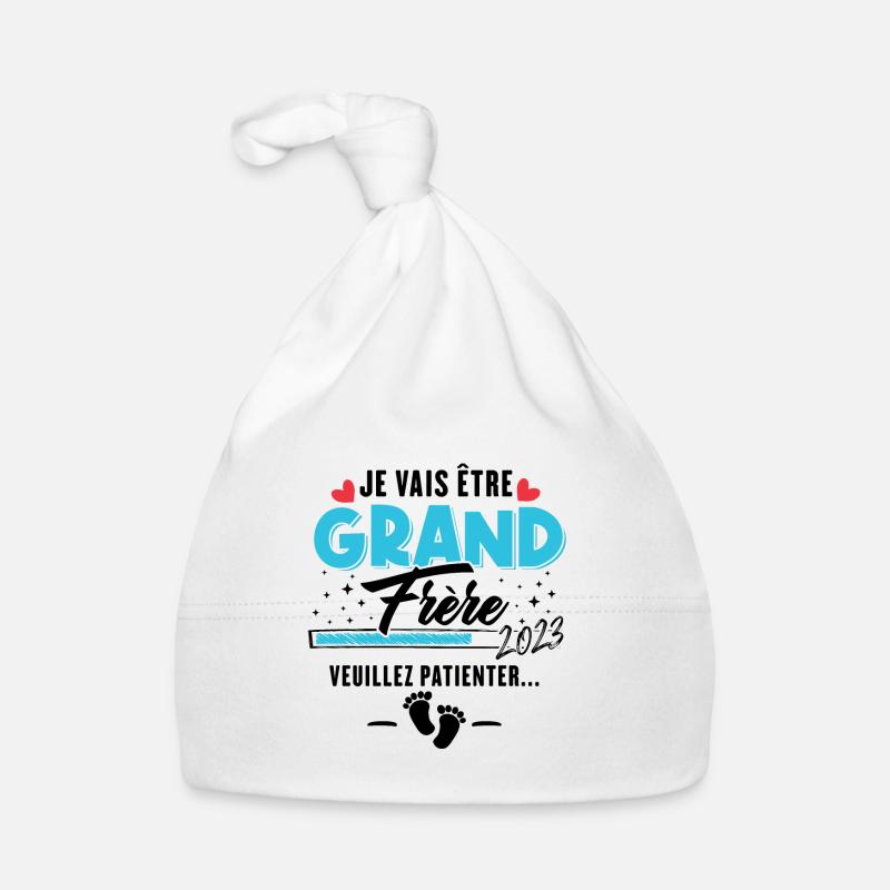 Je Vais Être Grand Frère 2023 - Bonnet bio Bébé - blanc