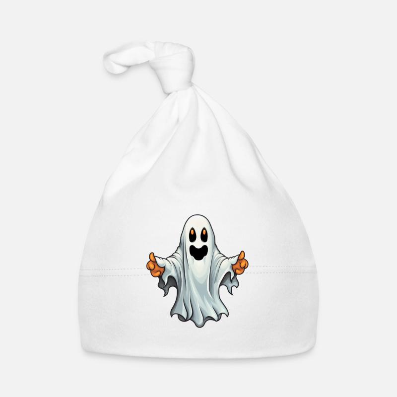 Fantôme d’Halloween - Bonnet bio Bébé - blanc