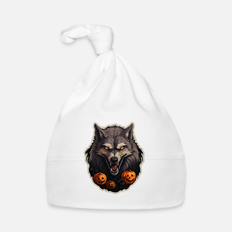 Halloween Wolf with Pumpkin Organic Baby Cap