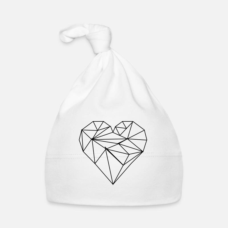 Ligne dessinée coeur noir et blanc - Bonnet bio Bébé - blanc