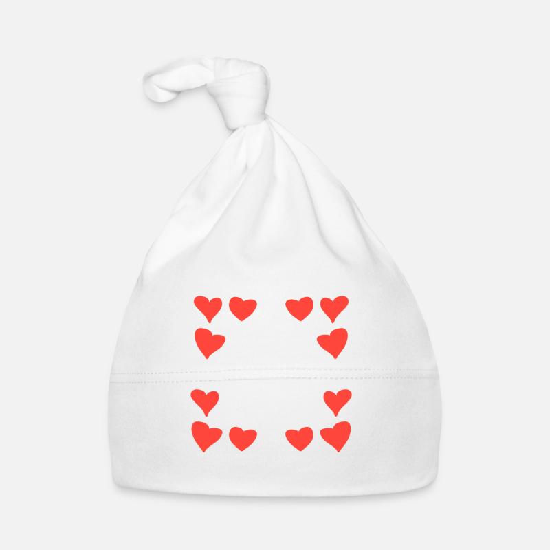 Hearts Pattern Frame Square Heart Red Organic Baby Cap