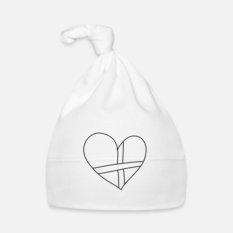 Heart Lines Ribbon Patch Organic Baby Cap