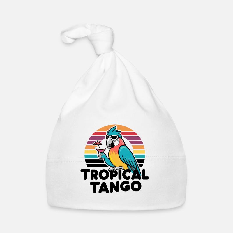 Parrot On Retro Sunset Organic Baby Cap