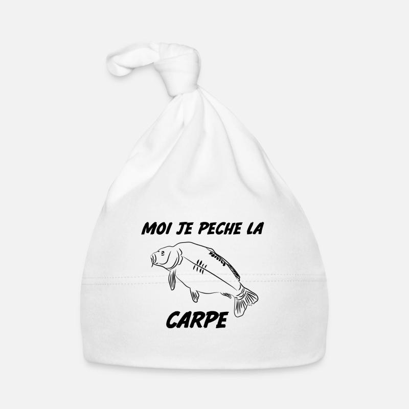 Moi je pêche la carpe - Bonnet bio Bébé - blanc