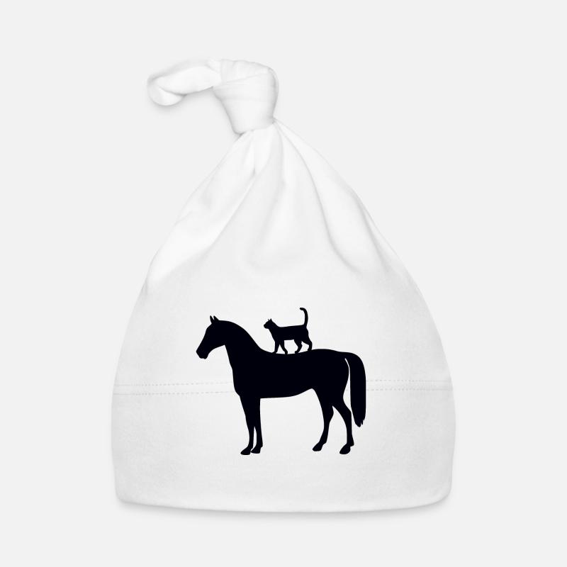 Cheval avec chat - Bonnet bio Bébé - blanc