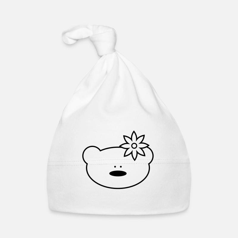 Funny teddy bear with flower in hair Organic Baby Cap