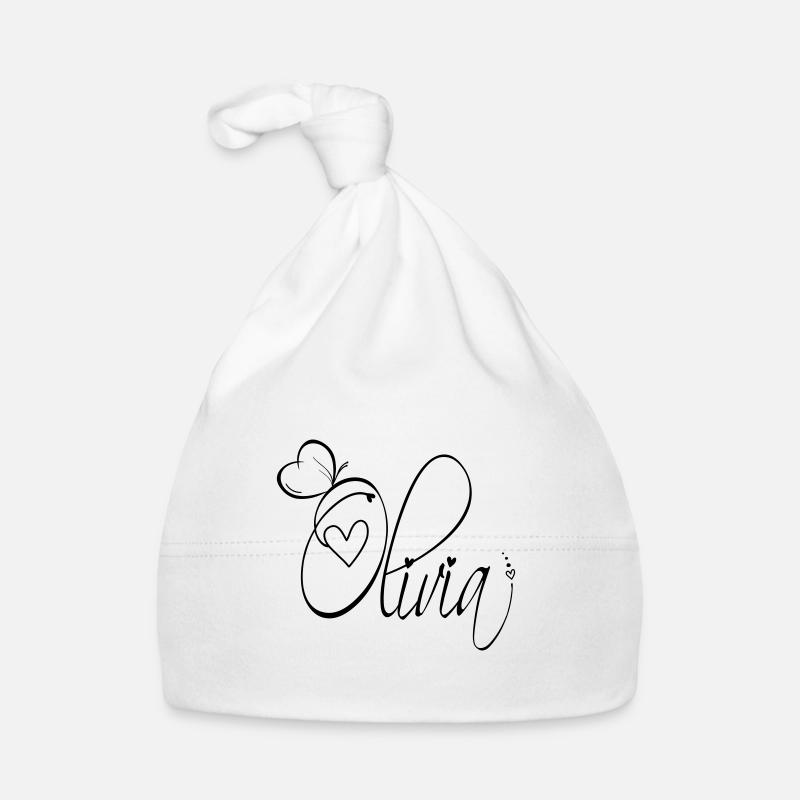 Olivia Nom Prénom Fille Calligraphie Décor Bonnet bio Bébé
