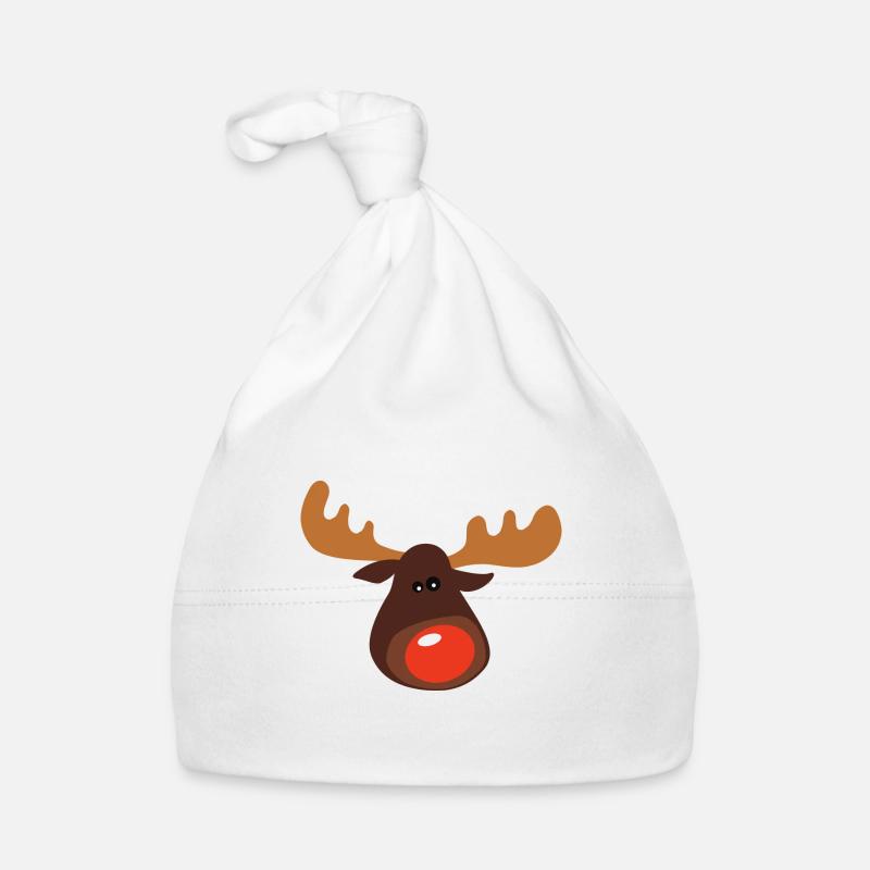christmas elk with red nose Organic Baby Cap